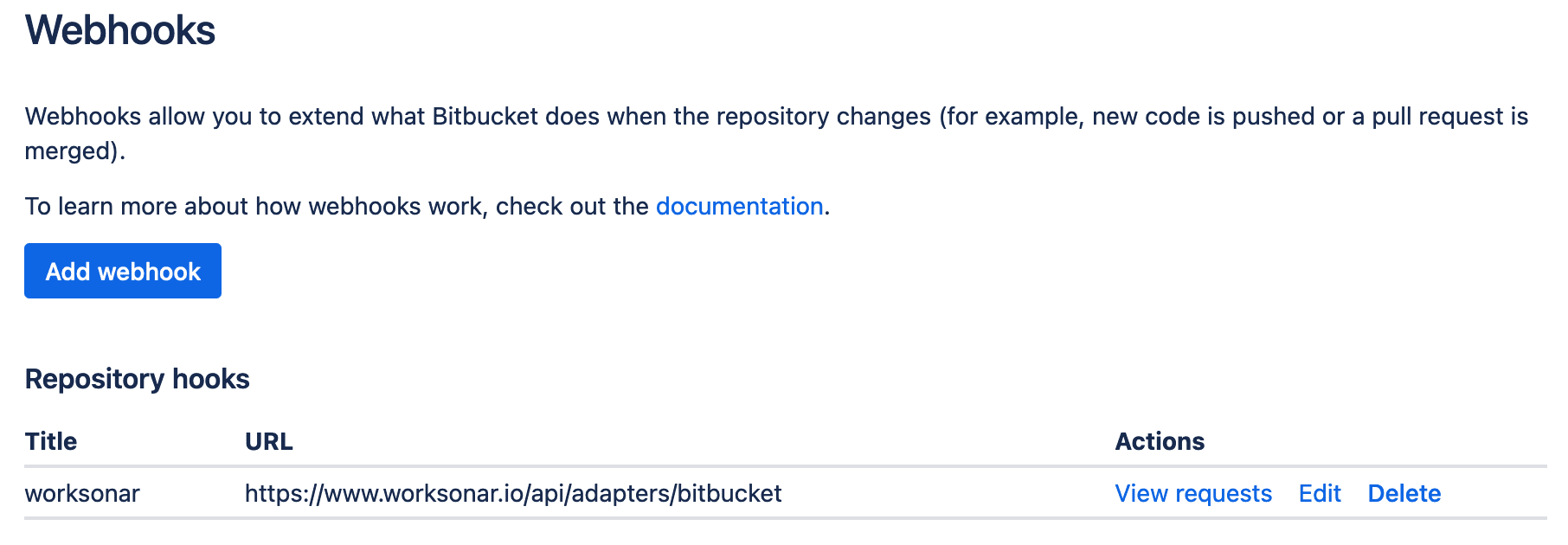 Bitbucket Webhooks List