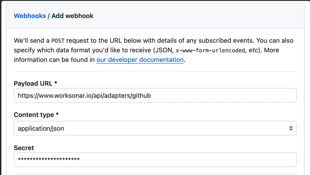 Github Url and Secret Form