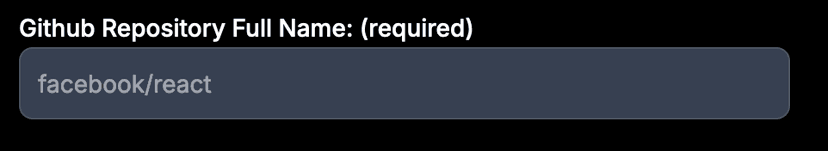 Github Repository Full Name Input