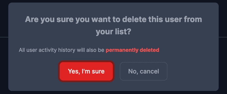 Remove Slack User confirmation modal